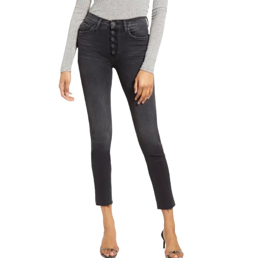 Hudson Barbara High Rise Dark Wash Denim Button Fly Ankle Slim Skinny Jeans 29